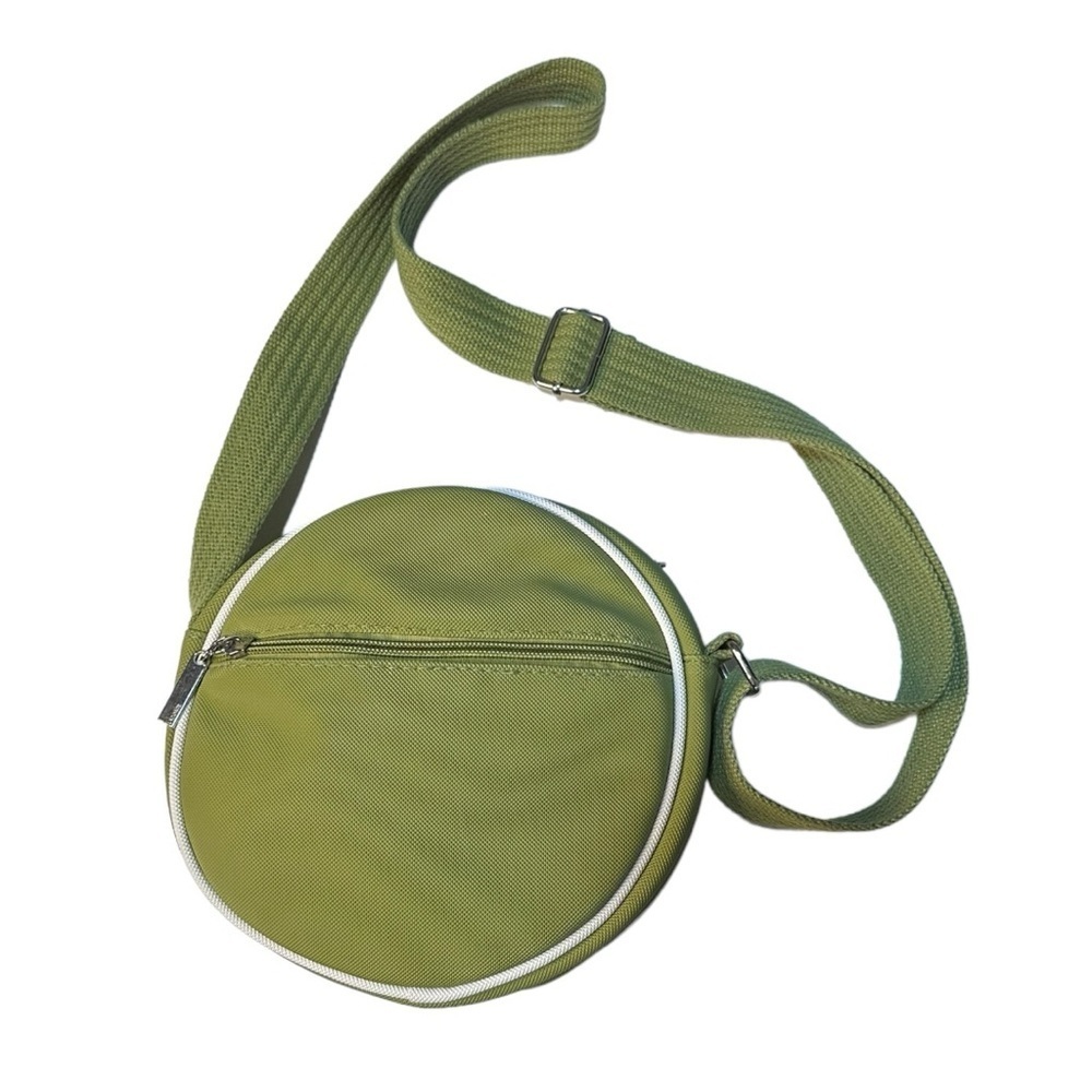 Lacoste Olive Green Round Crossbody Bag with White Trim - Picture 4 of 5